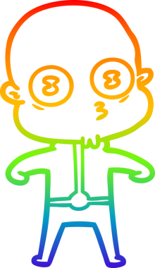 Gökkuşağı gradyan çizgi çizimi Bir insan tarafından çizilmiş garip kel uzay adamı