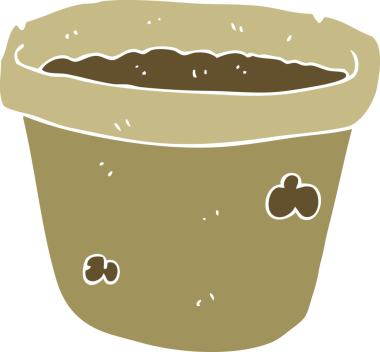 Bir insan tarafından çizilmiş toprak kabının düz renk çizimi