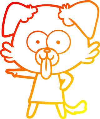 Bir insan tarafından çizilmiş dilli çizgi film köpeği çizimi.