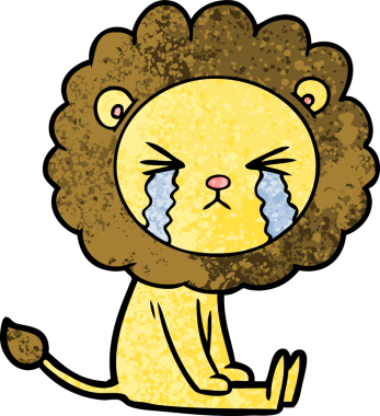 Bir insan tarafından çizilmiş ağlayan bir aslan.