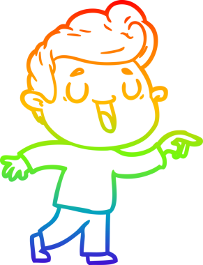 gökkuşağı gradyanı çizimi bir insan tarafından çizilmiş mutlu bir çizgi film adamı