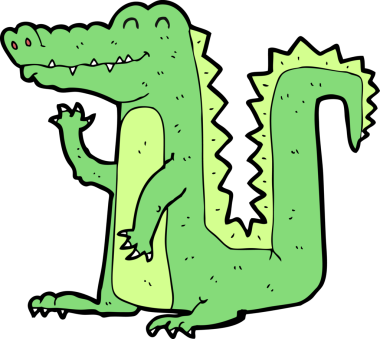 Bir insan tarafından çizilmiş timsah çizgi filmi.