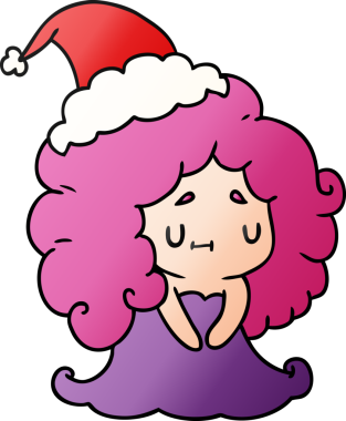 Bir insan tarafından çizilmiş Kawai kızının el çizimi gradyan çizgi filmi.