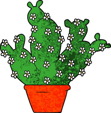 Bir insan tarafından çizilmiş kaktüs saksısı.