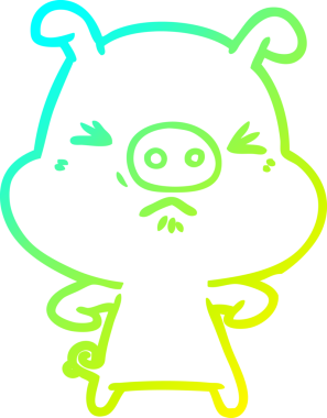 Bir insan tarafından çizilmiş kızgın bir domuzun soğuk çizgi çizimi.