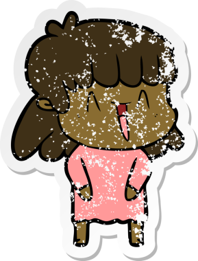 Bir insan tarafından çizilmiş karikatür bir kadının sıkıntılı çıkartması.