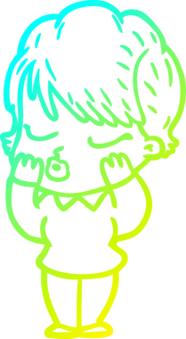 Bir insan tarafından çizilmiş gözleri olan bir karikatür kadın çizimi