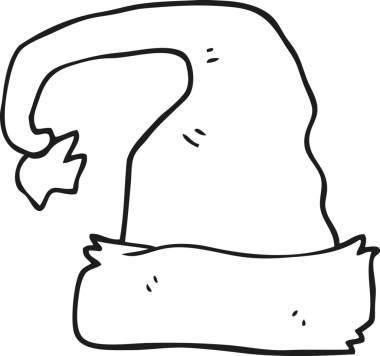 Bir insan tarafından çizilmiş siyah beyaz bir noel şapkası.