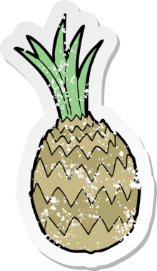 Bir insan tarafından çizilmiş bir ananas çizgi filminin gerilimli yapıştırması.