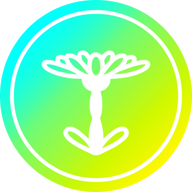 Bir insan tarafından çizilmiş serin eğimli çiçek dairesel simgesi