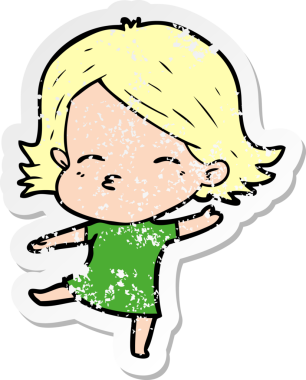 Bir insan tarafından çizilmiş karikatür kadının sıkıntılı çıkartması.