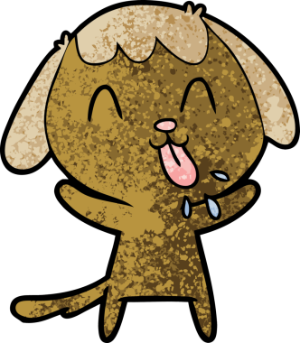 Bir insan tarafından çizilmiş şirin bir çizgi film köpeği.