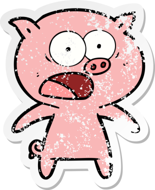 Bir insan tarafından çizilmiş bağıran bir domuzun sıkıntılı çıkartması.