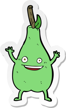 Bir insan tarafından çizilmiş mutlu armut çıkartması.