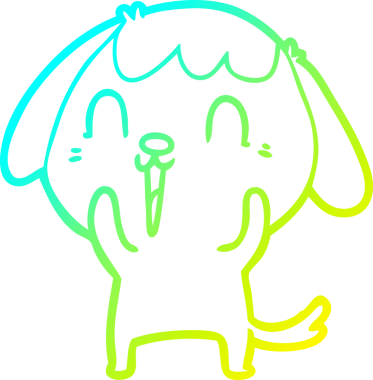 Bir insan tarafından çizilmiş şirin bir çizgi köpeğin soğuk gradyan çizgisi.