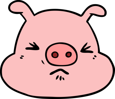 Bir insan tarafından çizilmiş kızgın domuz suratı.