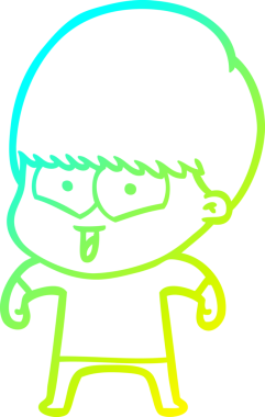 Bir çizgi film karakteri çizen soğuk çizgi bir insan tarafından çizilmiş mutlu çocuk.