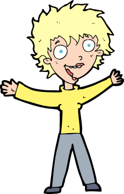 Bir insan tarafından çizilmiş heyecanlı bir karikatür.