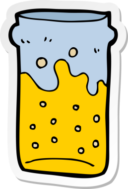 Bir insan tarafından çizilmiş bira karikatürü çıkartması.