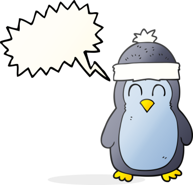 Bir insan tarafından çizilmiş serbest konuşma balonu karikatürü pengueni