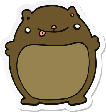 Bir insan tarafından çizilmiş çizgi film ayısının çıkartması.