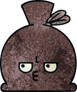 Bir insan tarafından çizilmiş eski grunge desenli bir çuval.