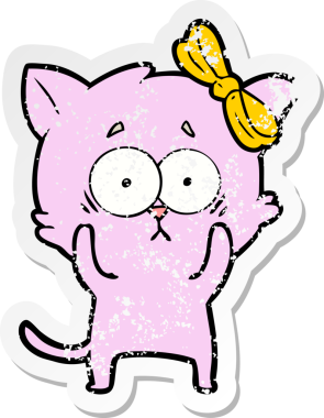 Bir insan tarafından çizilmiş karikatür bir kedinin sıkıntılı çıkartması.