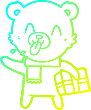 Bir insan tarafından çizilmiş kaba bir çizgi film ayısının soğuk gradyan çizimi