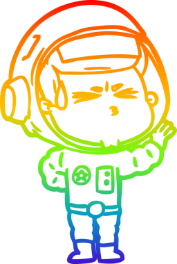 Bir insan tarafından çizilen gökkuşağı gradyan çizimi stresli astronot