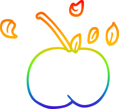 Bir insan tarafından çizilmiş sulu bir elmanın çizgi çizimi.