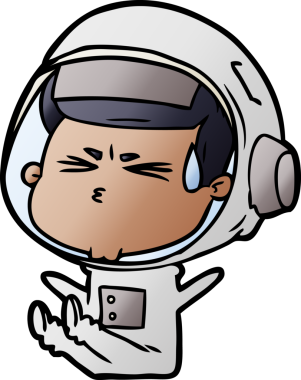 Çizgi film bir insan tarafından çizilmiş astronot.