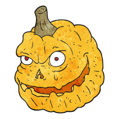 Bir insan tarafından çizilmiş el yazısı desenli ürkütücü balkabağı.