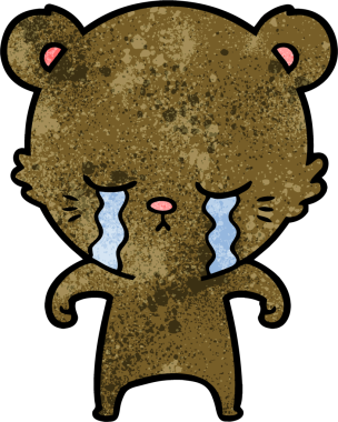 Bir insan tarafından çizilmiş ağlayan çizgi film ayısı.