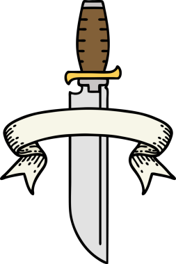 Bir insan tarafından çizilmiş bıçak sancağıyla geleneksel dövme