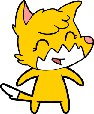 Bir insan tarafından çizilmiş tilki çizgi film karakteri