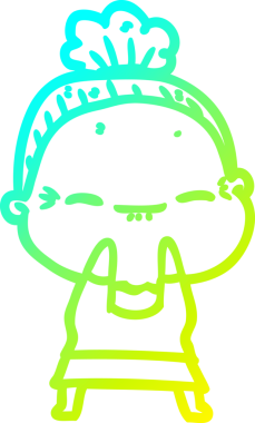 Bir insan tarafından çizilmiş barışçıl, yaşlı bir kadının soğuk çizgi çizimi.