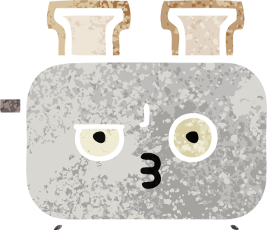 Bir insan tarafından çizilmiş bir tost makinesinin retro çizim stili karikatürü