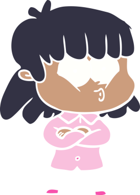 Bir insan tarafından çizilmiş düz renkli bir karikatür.