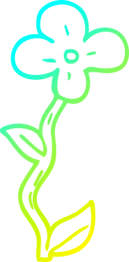 Bir insan tarafından çizilmiş bir çiçek saksının soğuk gradyan çizgisi.