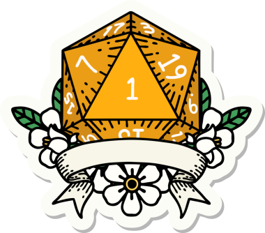 Bir insan tarafından çizilmiş doğal bir d20 zar etiketi.