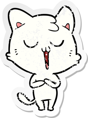 Bir insan tarafından çizilmiş çizgi film kedisinin sıkıntılı çıkartması.