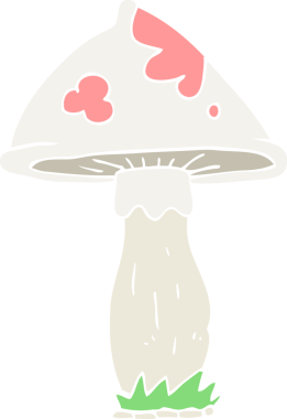 Bir insan tarafından çizilmiş mantarın düz renk çizimi