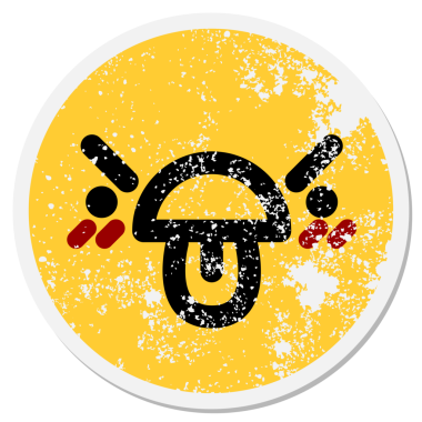 Bir insan tarafından çizilmiş tiksindirici dairesel etiket.