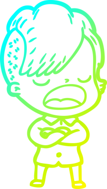 Bir insan tarafından çizilmiş havalı bir hippi kızın soğuk gradyan çizimi.