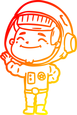 Bir insan tarafından çizilmiş mutlu bir astronotun sıcak çizgi çizimi