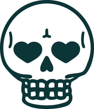 Bir insan tarafından çizilmiş bir kafatasının ikonik dövme şekli