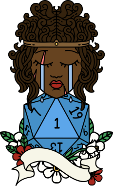 Retro Dövme Tarzı Ağlayan İnsan Barbar Bir D20 rulo ile bir insan tarafından çizilmiş