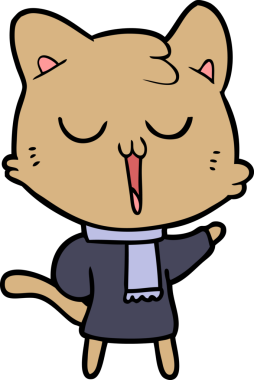 Bir insan tarafından çizilmiş çizgi film kedisi.