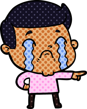 Bir insan tarafından çizilmiş ağlayan çizgi film adamı.