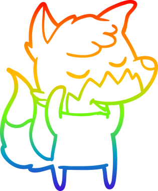 Bir insan tarafından çizilmiş dost bir tilkinin çizdiği gökkuşağı gradyan çizgisi.